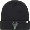 47 NBA Unisex-Adult Primary Logo Cuffed Knit Primary Logo Team Color Beanie Hat Cold Weather Hat, One Size (Milwaukee Bucks Black) view 2