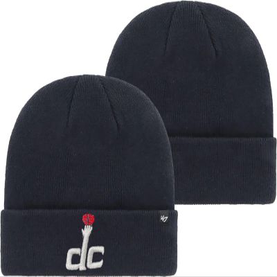 47 NBA Unisex-Adult Primary Logo Cuffed Knit Primary Logo Team Color Beanie Hat Cold Weather Hat, One Size (Washington Wizards Navy)