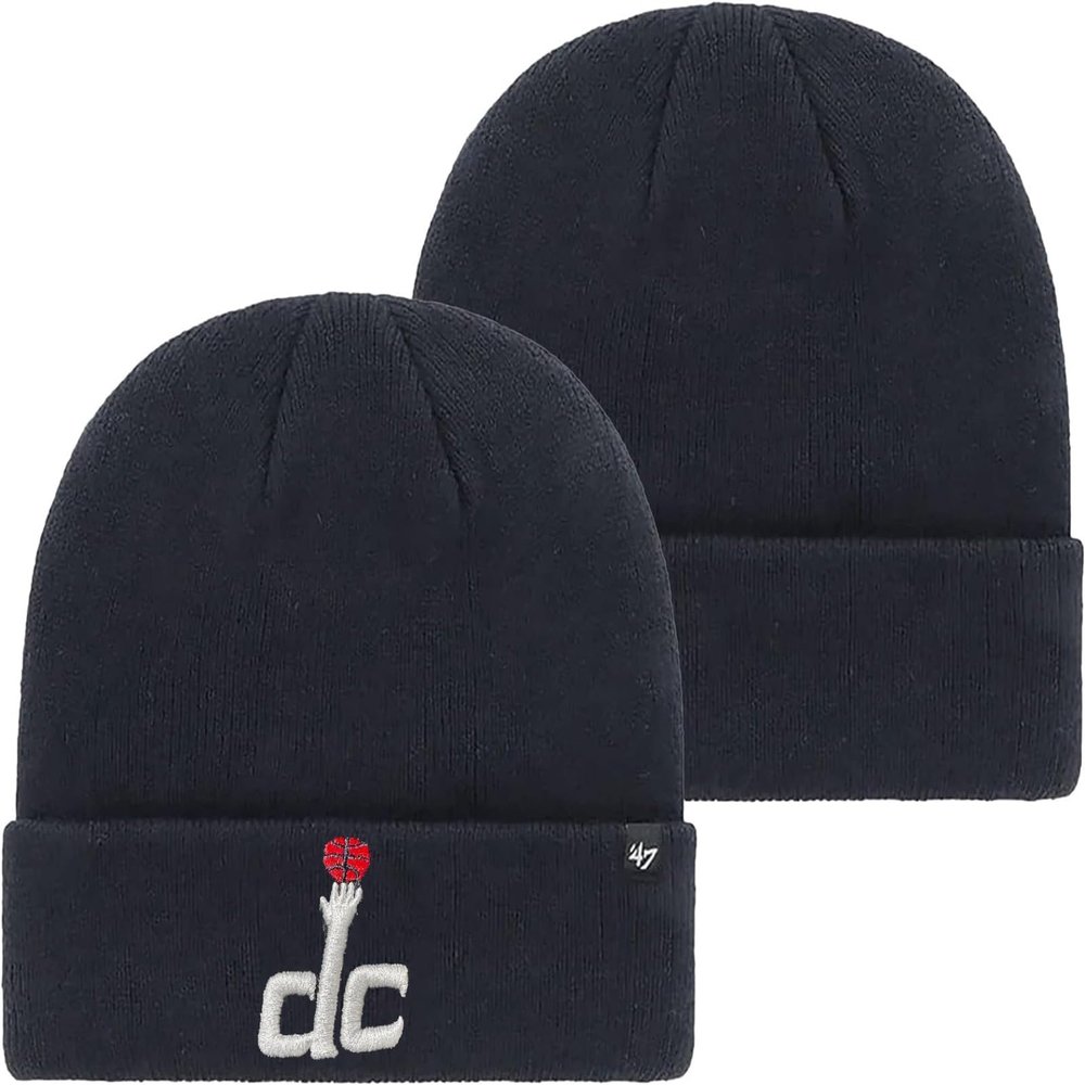 47 NBA Unisex-Adult Primary Logo Cuffed Knit Primary Logo Team Color Beanie Hat Cold Weather Hat, One Size (Washington Wizards Navy)