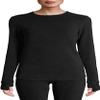 Cuddl Duds ClimateRight Women's Stretch Fleece Long Sleeve Base Layer Top - Crew Neck - XL Black view 2