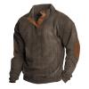 Alalaso Men's Corduroy Shirts Casual Lapel Collar Button Up Pullover Mock Neck Long Sleeve Sweaters Casual Polo Sweatshirts view 1