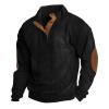 Alalaso Men's Corduroy Shirts Casual Lapel Collar Button Up Pullover Mock Neck Long Sleeve Sweaters Casual Polo Sweatshirts view 1