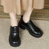 Fashion Women Artificial Leather Solid Color Autumn Thick Sole Square Heels Lace Up Short Rain Boots for (Black, 7.5) view 2
