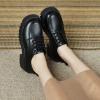 Fashion Women Artificial Leather Solid Color Autumn Thick Sole Square Heels Lace Up Short Rain Boots for (Black, 7.5) view 3