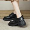 Fashion Women Artificial Leather Solid Color Autumn Thick Sole Square Heels Lace Up Short Rain Boots for (Black, 7.5) view 4