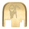 NDZ Performance Rear Slide Cover Back Plate for Gen 1-4 Glock 17 19, 9mm .40 .357 .45, Custom Laser Engraved Images on Brass, Made in The USA - Grim Reaper Baby view 1
