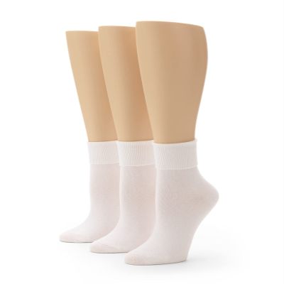 No nonsense Women's Cotton Basic Cuff Sock, New White - 3 Pair Pack, 4-10