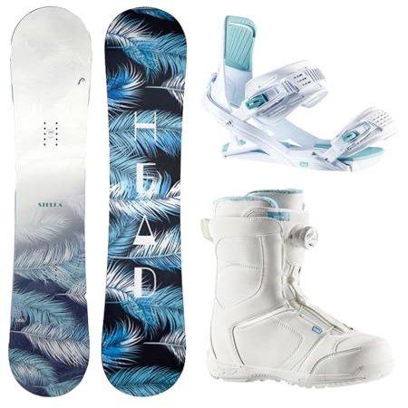 HEAD Stella White 143 cm Women's Snowboard Package Bindings BOA Boots (Boot Size 7)