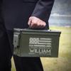 HomeWetBar Personalized 50 Cal Ammo Can with US Flag Design Custom Ammo Can Organizer view 1