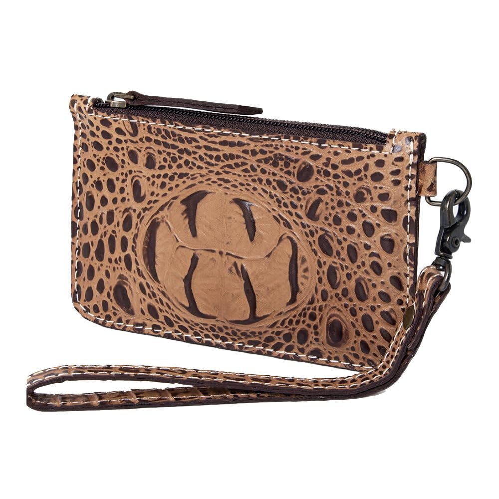 American Darling Wristlet Crocodile Embossed Genuine Leather Western Women Bag | Handbag Purse Travel Clutch