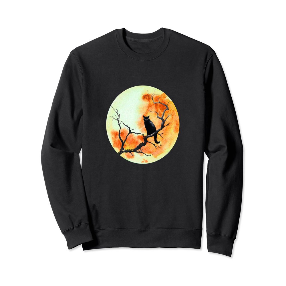 Black Cat & Full Moon | Fantasy Feline Magical Silhouette Sweatshirt