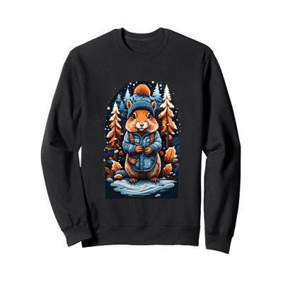 Squirrel in Winter Hat Happy Squirrel Sweatshirt