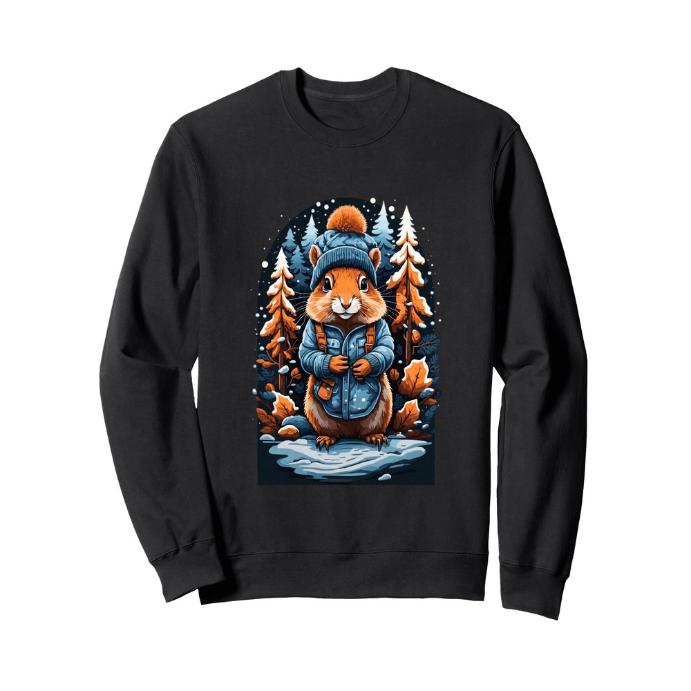 Squirrel in Winter Hat Happy Squirrel Sweatshirt