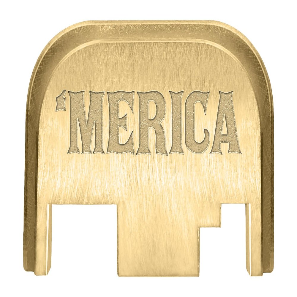 NDZ Performance Rear Slide Cover Back Plate for Gen 1-4 Glock 17 19, 9mm .40 .357 .45, Custom Laser Engraved Images on Brass, Made in The USA - Merica