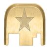 NDZ Performance Rear Slide Cover Back Plate for Gen 1-4 Glock 17 19, 9mm .40 .357 .45, Custom Laser Engraved Images on Brass, Made in The USA - Dallas Star view 1