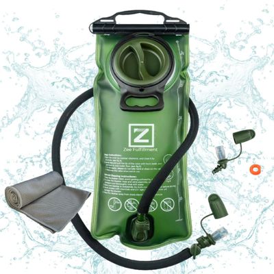 Zee Best Hygienic Hydration Bladder, (3L) Hygienic Features: Easy-to Clean, Dual Wide Openings, Multiple Mouthpieces w/ Quick-Connect, BPA-Free, Leakproof - Hiking, Cycling, Skiing or Camping (1.5L)