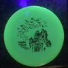 Discraft Fright Flight Glow Ultrastar 2023, 175 Gram Ultimate Frisbee Flying Disc, Halloween Stamp Design Glow Disc w/Black and Red Stamp view 1
