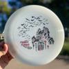 Discraft Fright Flight Glow Ultrastar 2023, 175 Gram Ultimate Frisbee Flying Disc, Halloween Stamp Design Glow Disc w/Black and Red Stamp view 2