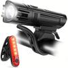 Bike Light Set USB Rechargeable- 400 Lumen Super Bright Front Light Taillight Combinations LED Bicycle Lights, IPX4 Waterproof, 8 Light Modes Fits All Bike view 1