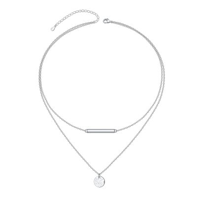 Alphm S925 Sterling Silver Choker Short Dainty Layered Dot Bar Multilayer Vertical Pendant Necklace for Women Jewelry