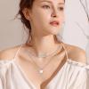 Alphm S925 Sterling Silver Choker Short Dainty Layered Dot Bar Multilayer Vertical Pendant Necklace for Women Jewelry view 2