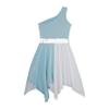 Loyan Girls Tunic Circle Skirt Liturgical Worship Costume Dancewear Loose Fit Praise Dance Dress Lyrical Church Robe Light Blue 6 Years view 3