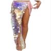 easyforever Women's Belly Dance Long Hip Skirts Sparkly Sequin Lace-Up Mermaid Hip Scarf Skirt Pink Large view 3