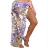 easyforever Women's Belly Dance Long Hip Skirts Sparkly Sequin Lace-Up Mermaid Hip Scarf Skirt Pink Large view 4