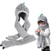 Kids 3-in-1 Hooded Hat Gloves Scarf Set,Cute Dinosaur Faux Fur Hat Plush Warm Earflap Beanie for Boys Girls view 2