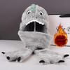 Kids 3-in-1 Hooded Hat Gloves Scarf Set,Cute Dinosaur Faux Fur Hat Plush Warm Earflap Beanie for Boys Girls view 3