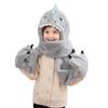 Kids 3-in-1 Hooded Hat Gloves Scarf Set,Cute Dinosaur Faux Fur Hat Plush Warm Earflap Beanie for Boys Girls view 4