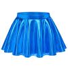 Auranso Girls Metallic Skater Skirt Sparkly Shiny Flared Pleated A-Line Mini Skort Bright Blue 5-6T