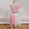 Oyolan Kids Girls One Shoulder Lyrical Praise Dance Dress Sleeveless Color Block Tunic Liturgical Worship Costume A9774 Light Pink 16 Years view 4
