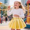 Auranso Girls Metallic Skater Skirt Sparkly Shiny Flared Pleated A-Line Mini Skort Gold 12-13 Years view 2