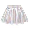 Auranso Girls Metallic Skater Skirt Sparkly Shiny Flared Pleated A-Line Mini Skort Silver 8-10 Years view 1