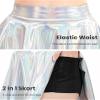 Auranso Girls Metallic Skater Skirt Sparkly Shiny Flared Pleated A-Line Mini Skort Silver 8-10 Years view 4