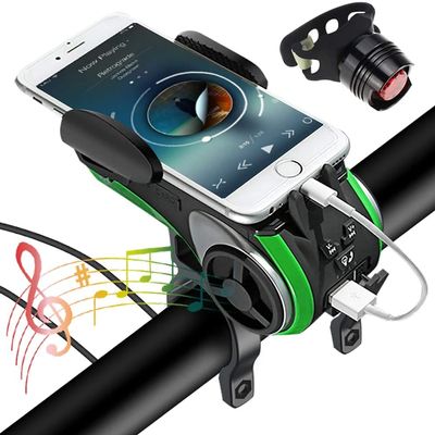 Bike Light with Waterproof Wireless Speaker Set,6 Functions Come with Bicycle Bell,Phone Holder,Speaker