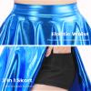 Auranso Girls Metallic Skater Skirt Sparkly Shiny Flared Pleated A-Line Mini Skort Bright Blue 7-8 Years view 4