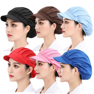 6 Pieces Chef Hat Adjustable Elastic Kitchen Cooking Baker Chef Cap Food Service Hair Nets Cap for Adult
