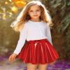 Auranso Girls Metallic Skater Skirt Sparkly Shiny Flared Pleated A-Line Mini Skort Red 7-8 Years view 3