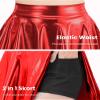 Auranso Girls Metallic Skater Skirt Sparkly Shiny Flared Pleated A-Line Mini Skort Red 8-10 Years view 4