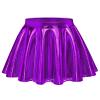 Auranso Girls Metallic Skater Skirt Sparkly Shiny Flared Pleated A-Line Mini Skort Purple 5-6T view 1