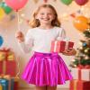 Auranso Girls Metallic Skater Skirt Sparkly Shiny Flared Pleated A-Line Mini Skort Purple 5-6T view 2