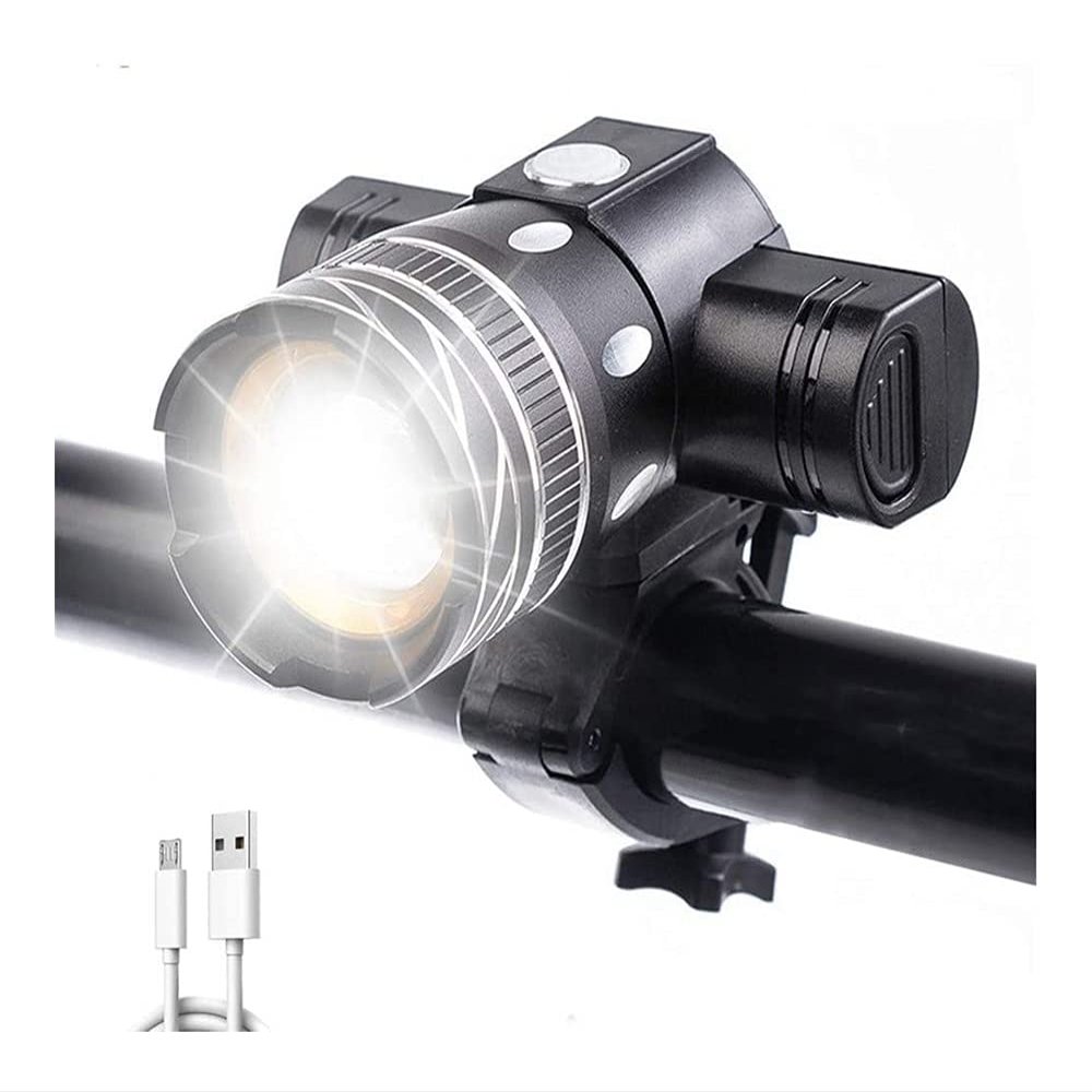 Bike Headlight, Super Bright 2000 Lumen XML-T6 Bicycle Headlight USB Rechargeable Bike Front Light Waterproof Adjustable Focus Bike Light 3 Light Modes Cycling Light for Night Safety Riding