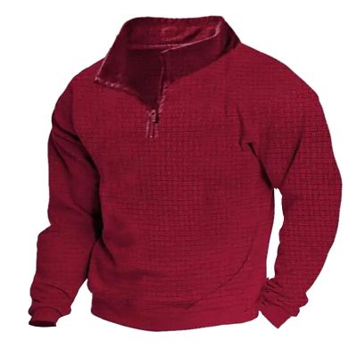 ZYXTIM Mens Corduroy Shirts 1/4 Button Up Long Sleeve Henley Shirts Waffle Stand Collar Ribbed T-Shirts Fashion Casual Polo Sweatshirts Plus Size