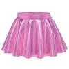 Auranso Girls Metallic Skater Skirt Sparkly Shiny Flared Pleated A-Line Mini Skort Pink 10-11 Years view 1