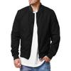DGKaxiyaHM Men's Solid Color Thin Bomber Jackets Baseball Zipper Washed Coats Softshell Relaxed Fit Outerwear (Black,Small) view 1