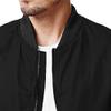 DGKaxiyaHM Men's Solid Color Thin Bomber Jackets Baseball Zipper Washed Coats Softshell Relaxed Fit Outerwear (Black,Small) view 3