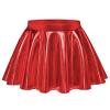Auranso Girls Metallic Skater Skirt Sparkly Shiny Flared Pleated A-Line Mini Skort Red 12-13 Years view 1