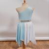 Oyolan Kids Girls One Shoulder Lyrical Praise Dance Dress Sleeveless Color Block Tunic Liturgical Worship Costume A9774 Light Blue 16 Years view 4